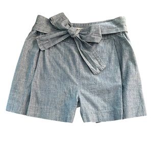 J.CREW Womens Bow / Tie Waist Shorts in Chambray Denim | High Rise | Size 14